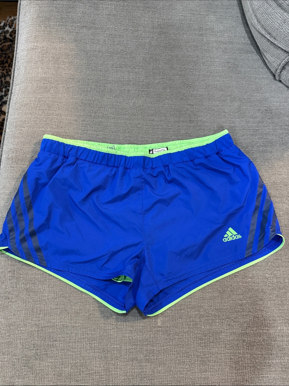 adidas supernova Blue Womens Athletic Shorts with Lime Trim